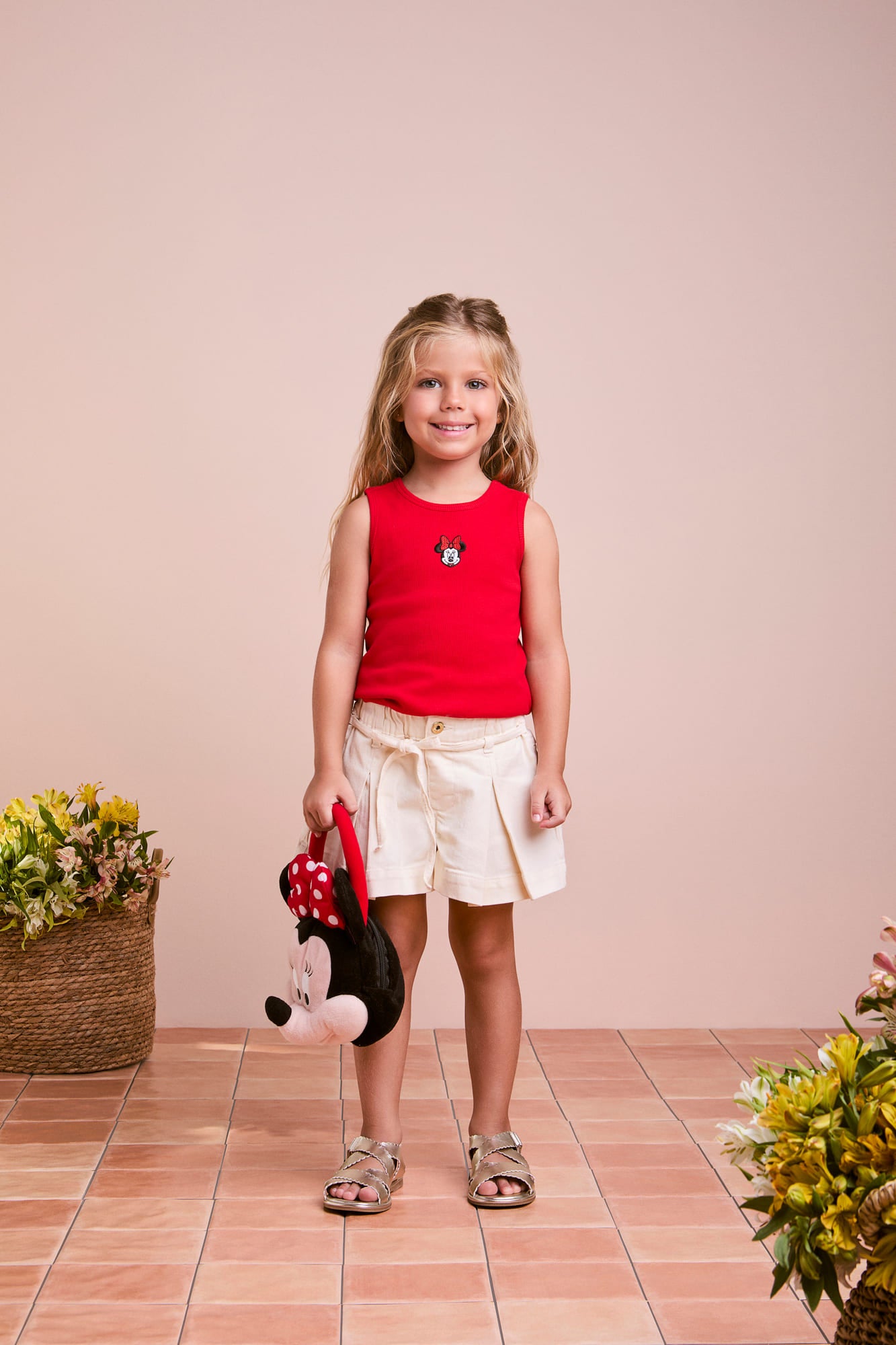 Regata Infantil Animê Verão Vermelha Minnie Disney