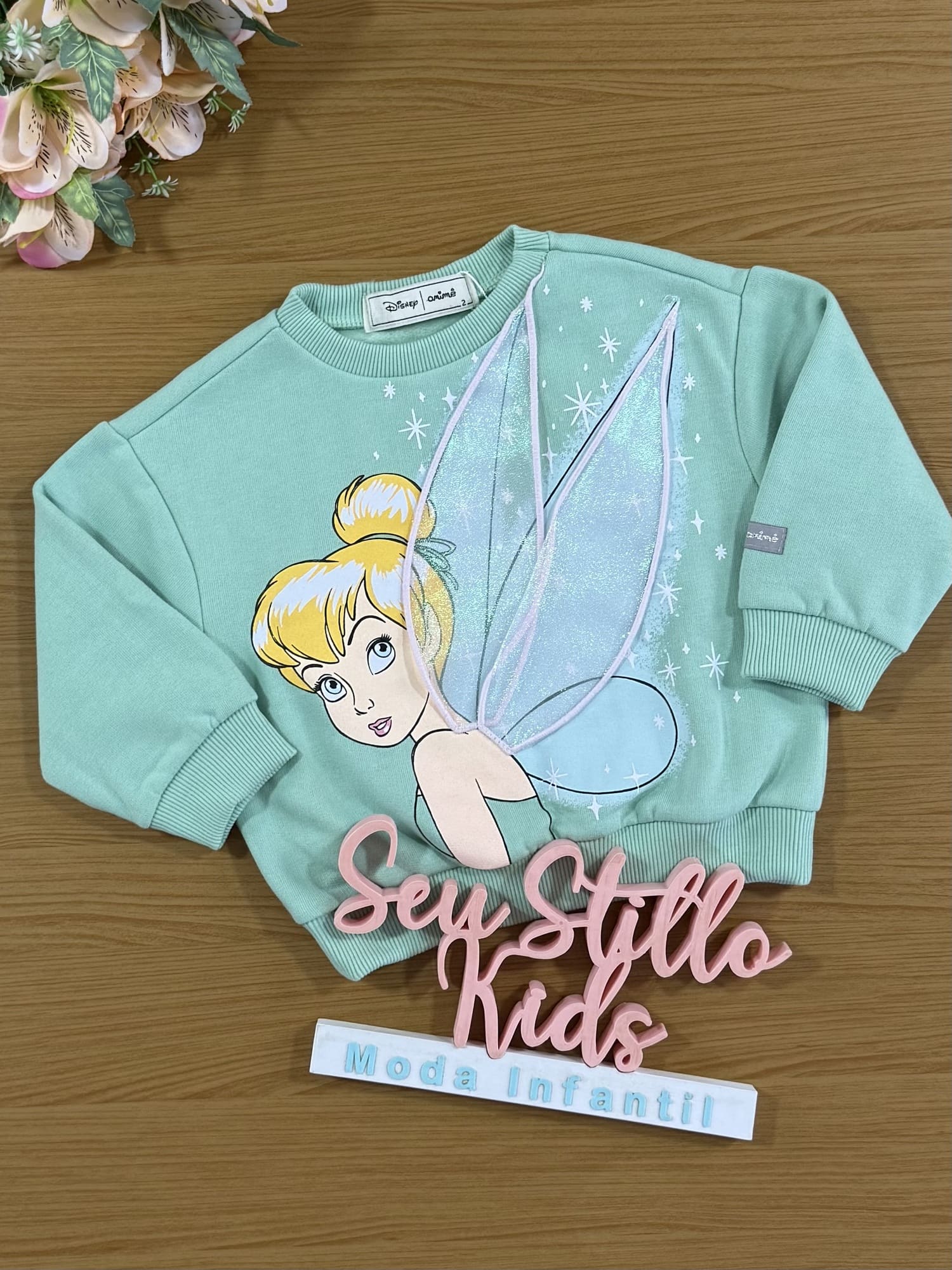 Casaco Infantil Animê Inverno Verde Sininho Disney