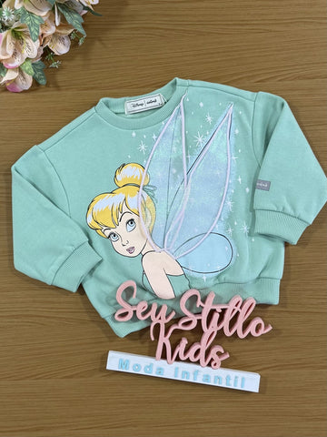 Casaco Infantil Animê Inverno Verde Sininho Disney