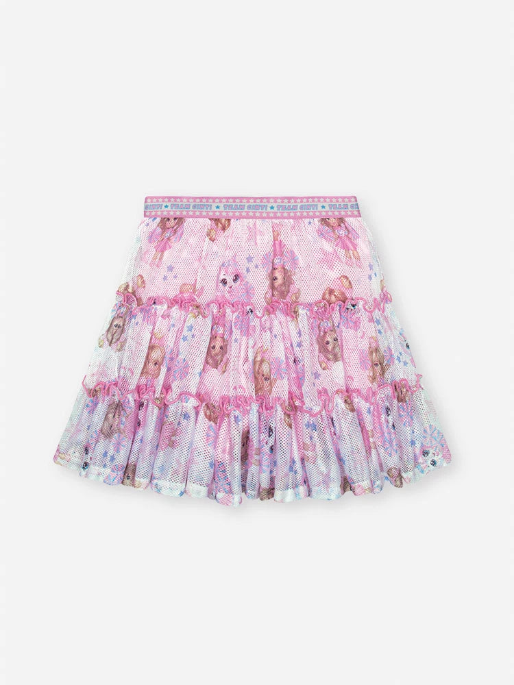 Conjunto Infantil Cinti Verão com Saia e Blusa Rosa Liders de Torcidas