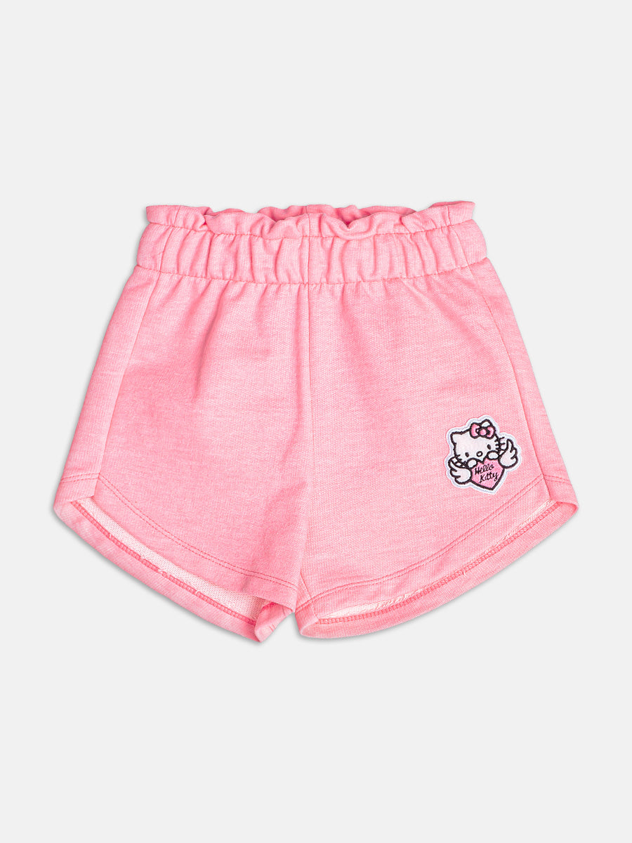 Conjunto Infantil Momi Verão com Shorts Rosa e Blusa Branca Hello Kitty Unicórnio