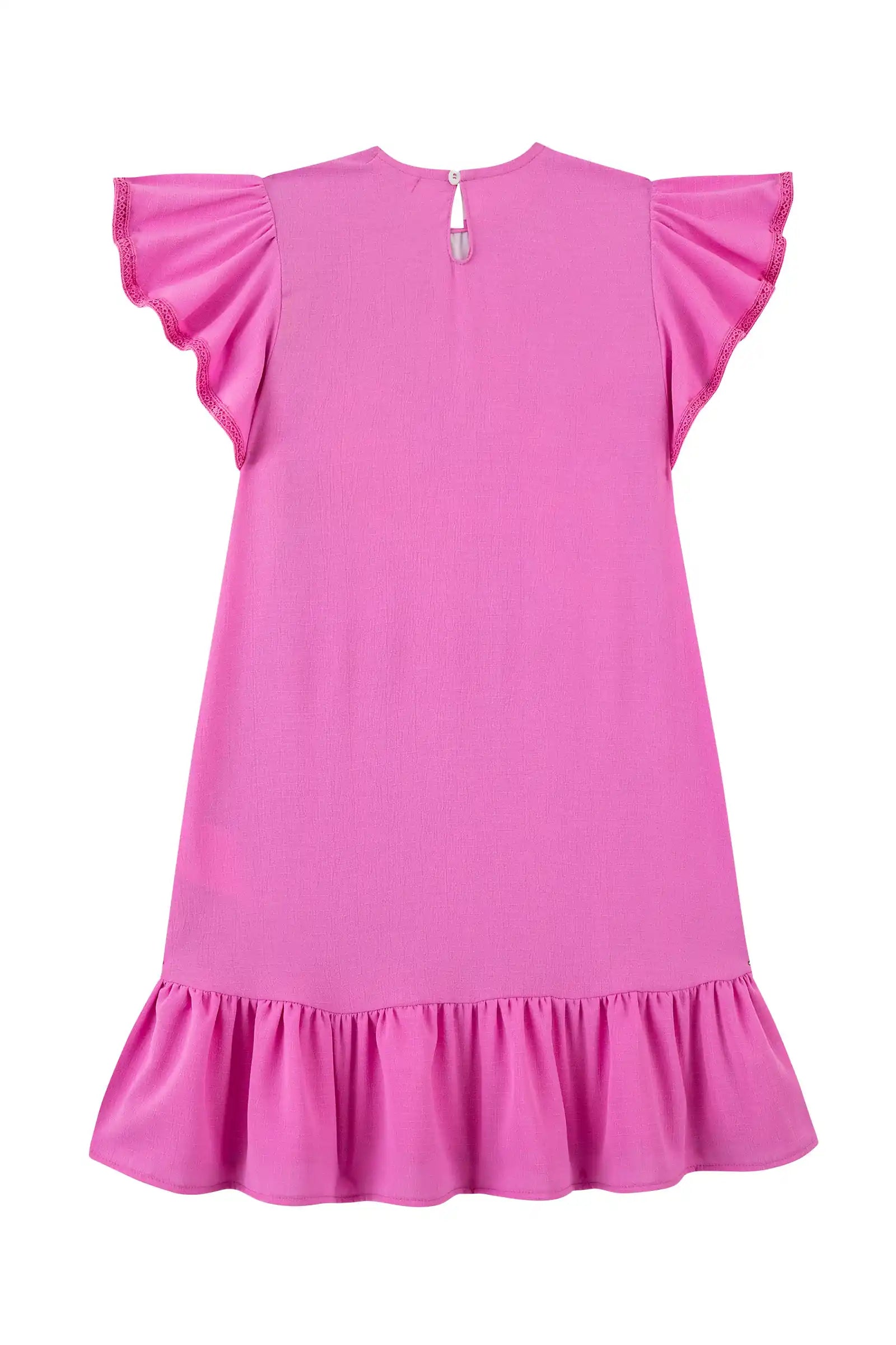 Vestido Infantil Kukiê Inverno Rosa Escuro Arco-íris