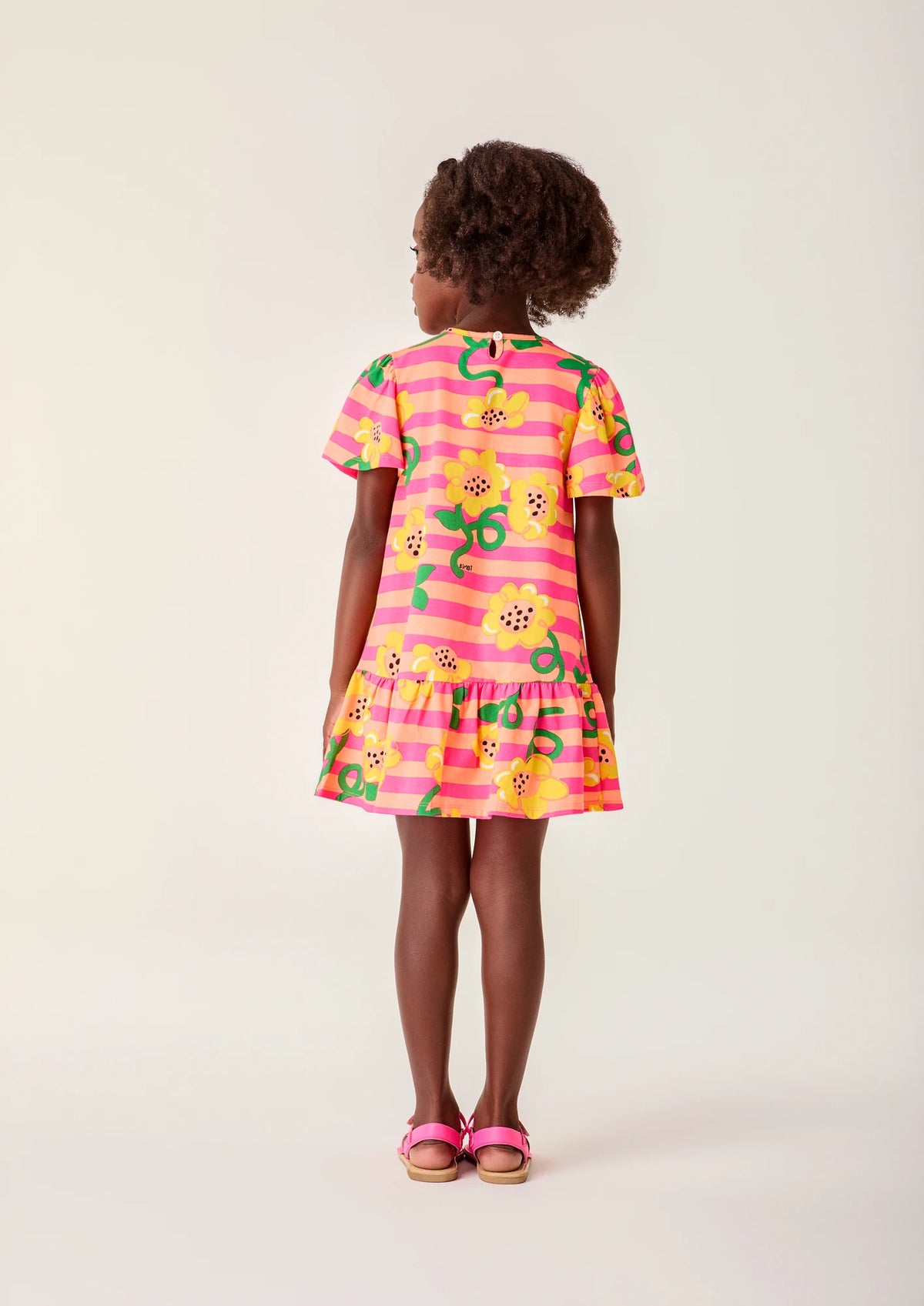 Vestido Infantil Bimbi Listrado Colorido Girassol