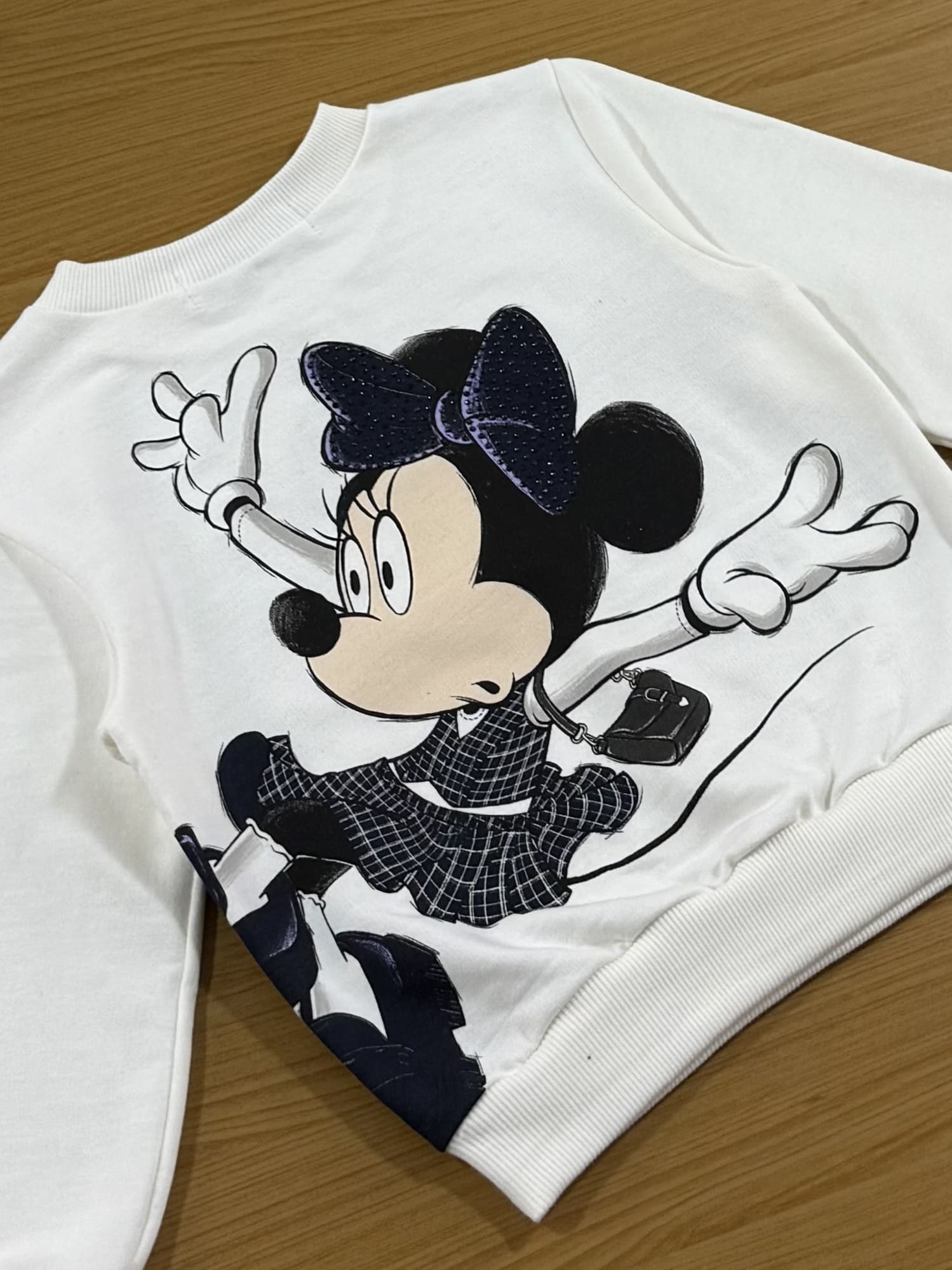 Casaco Infantil Animê Inverno Off White Minnie Mouse com Strass Disney