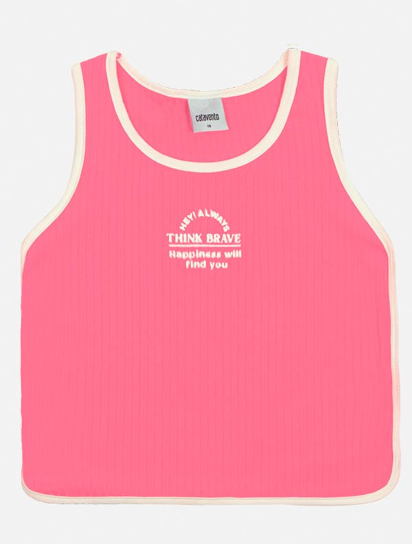 Conjunto Infantil Catavento Verão Shorts e Blusa Rosa Neon