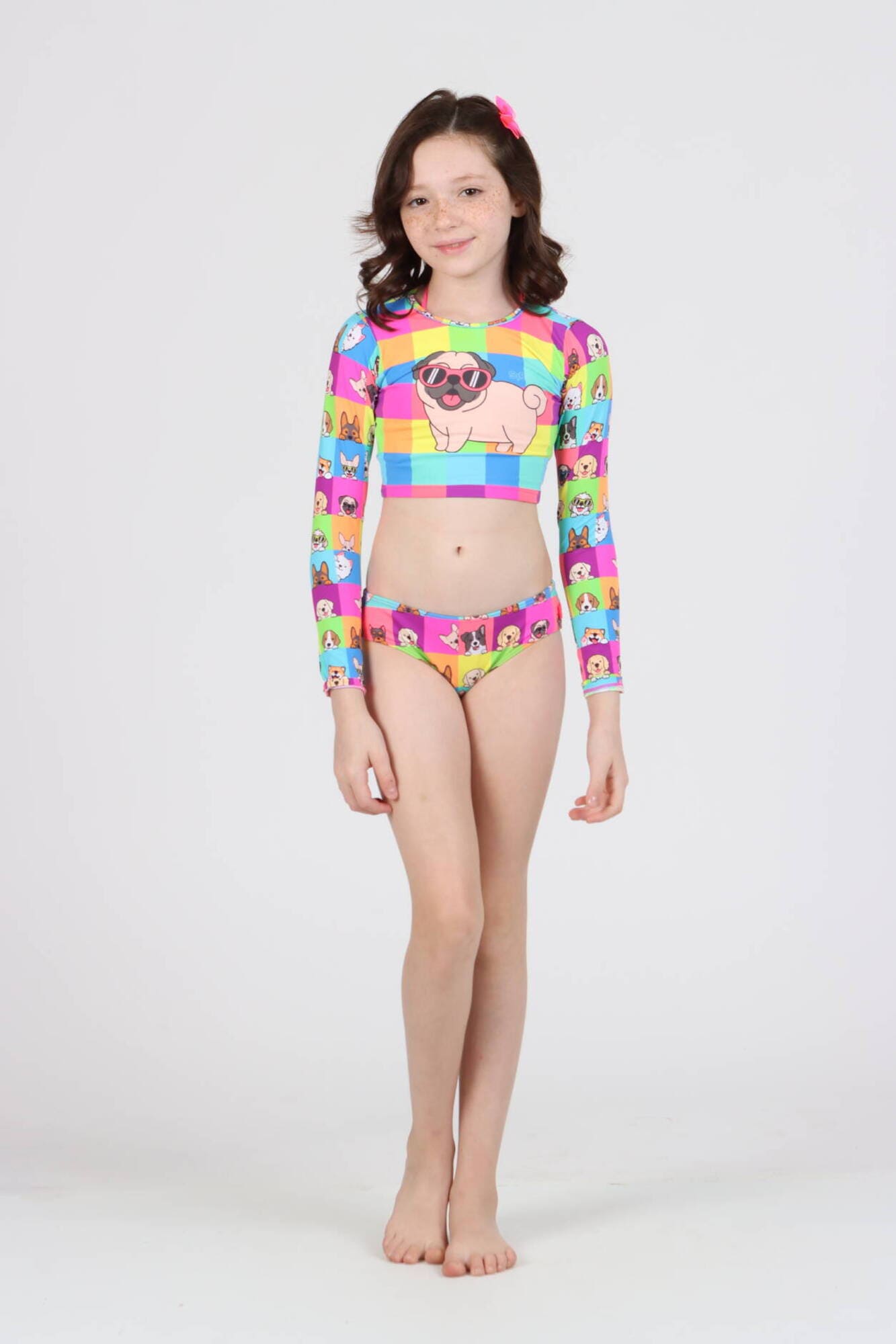 Biquíni Infantil Siri Kids Cropped Manga Longa Lara Funny Dog 40237