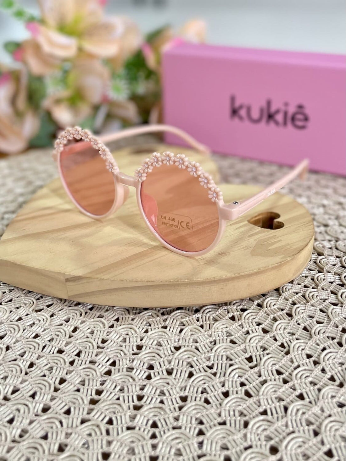Óculos de Sol Infantil Kukie Verão Rosa Flores