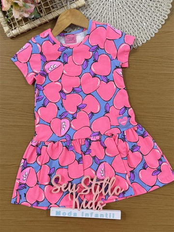 Vestido Infantil Momi Verão Azul Frutinhas