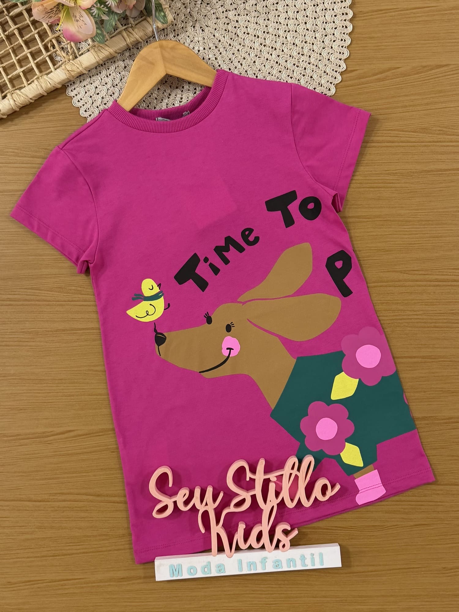 Vestido Infantil Bimbi Inverno Rosa Cachorrinha