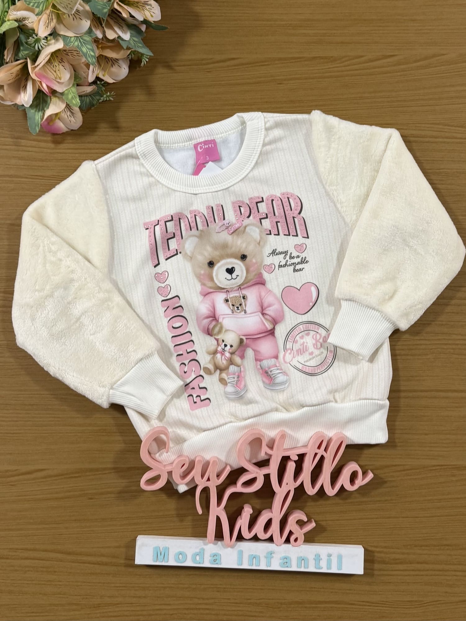 Casaco Infantil Cinti Inverno Off White Ursinha