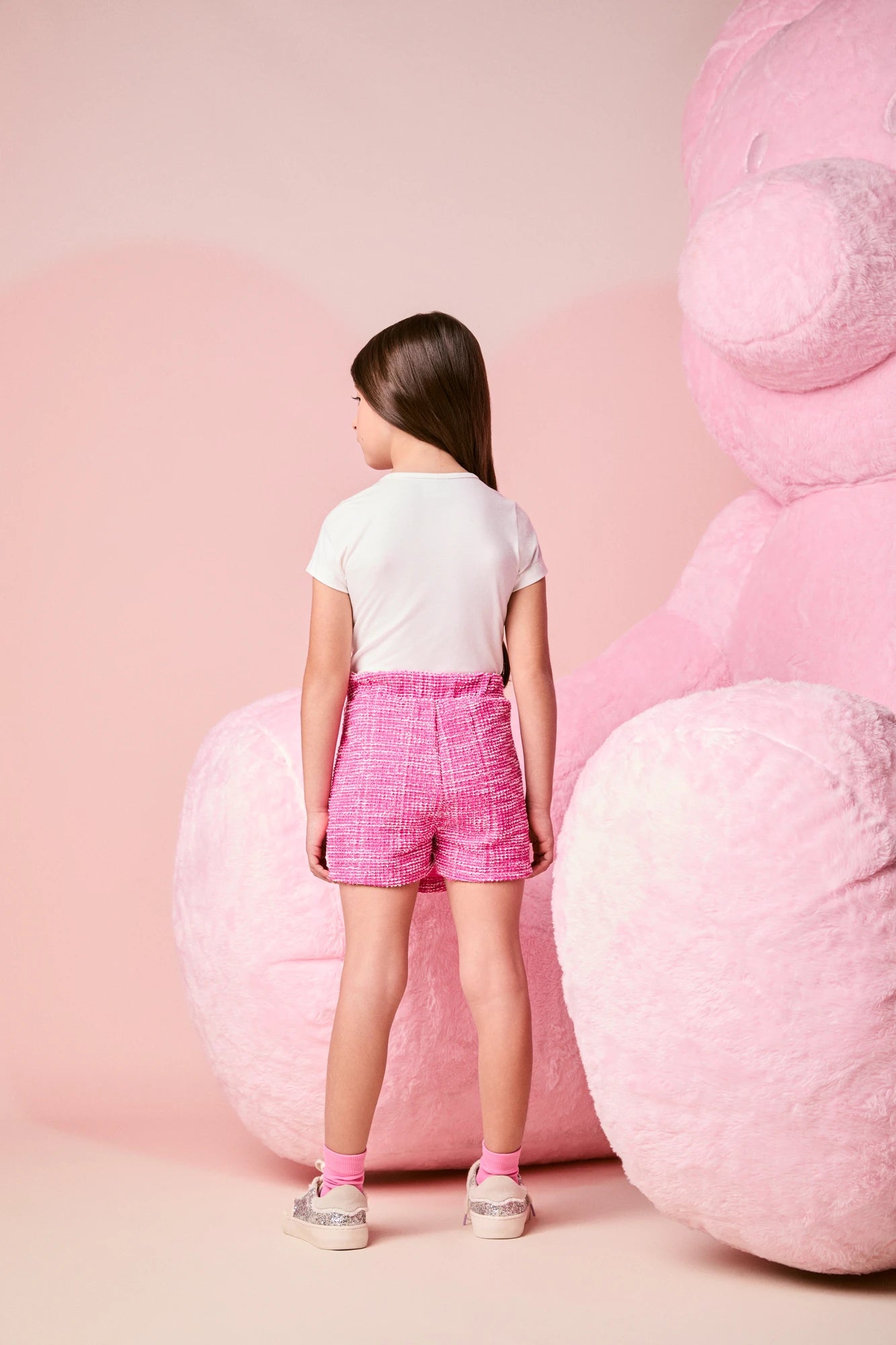 Conjunto Infantil Momi Inverno com Shorts Saia Rosa e Blusa Manga Curta Choose be Happy