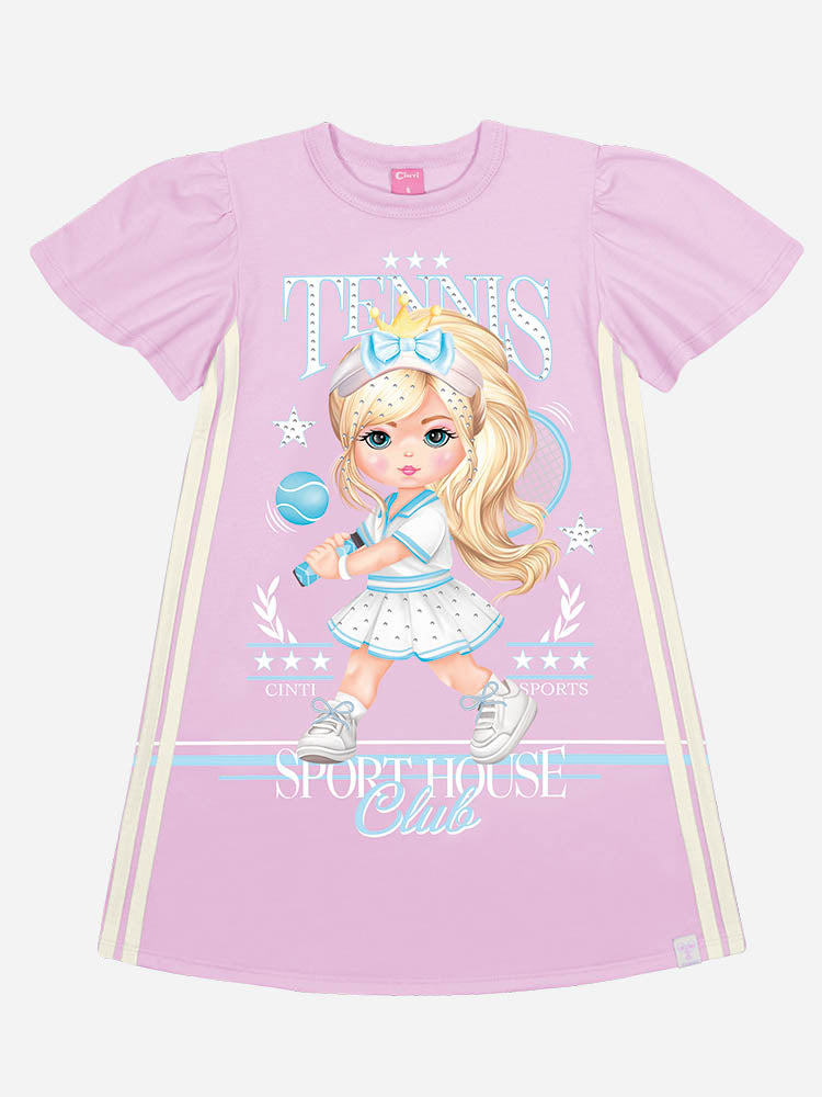 Vestido Infantil Cinti Verão Lilás Tennis Sport House