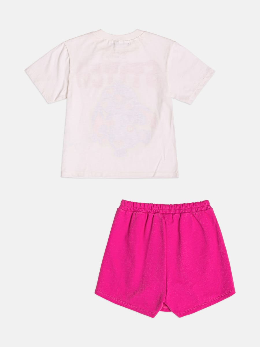 Conjunto Infantil Bimbi Inverno com Shorts-Saia Rosa e Blusa Branca Stitch Disney
