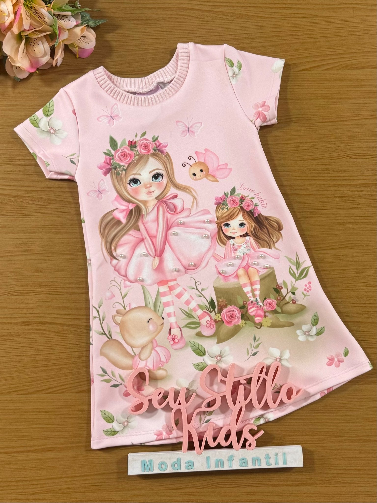 Vestido Infantil Kukie Inverno Manga Curta Fadinha