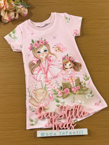 Vestido Infantil Kukie Inverno Manga Curta Fadinha