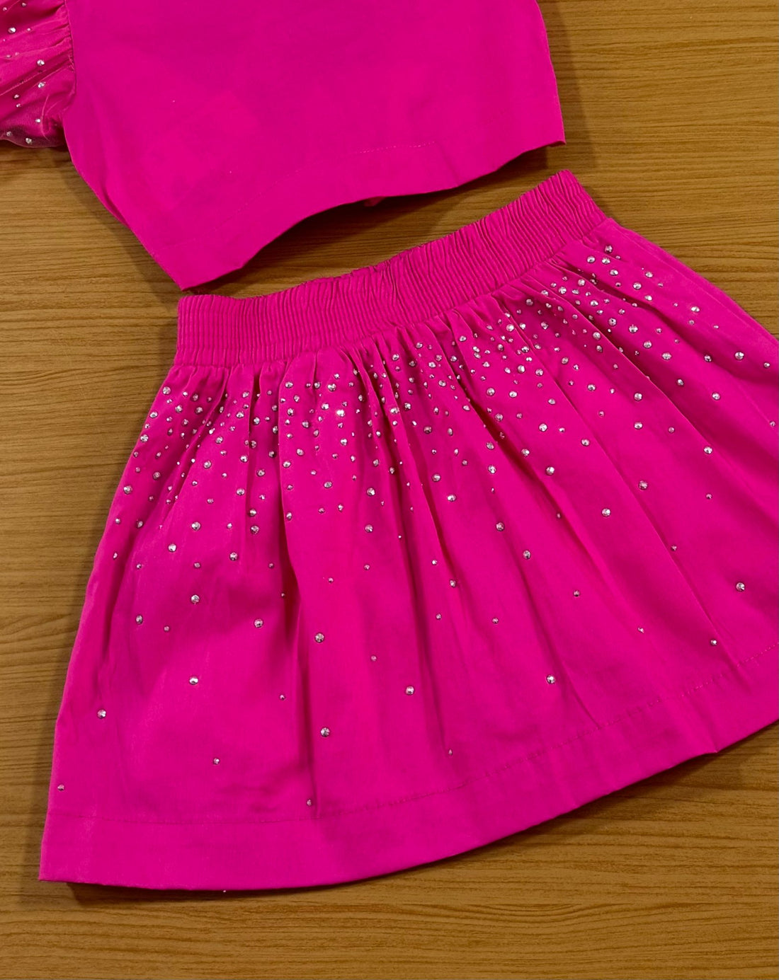 Conjunto Infantil Catavento Verão Saia e Blusa Pink Brilhos