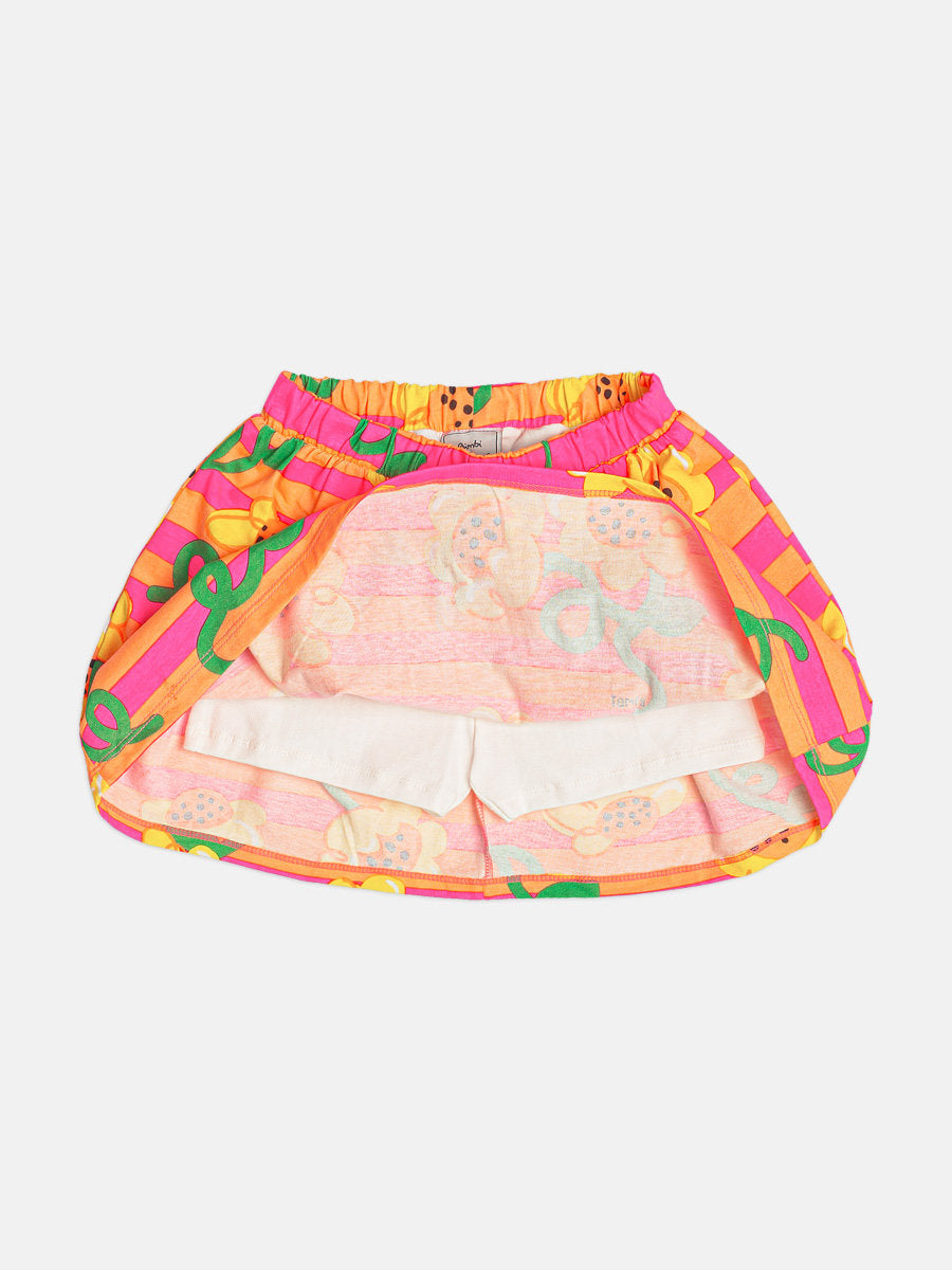 Conjunto Infantil Menina Bimbi com Saia Laranja e Blusa Branca Abelinha