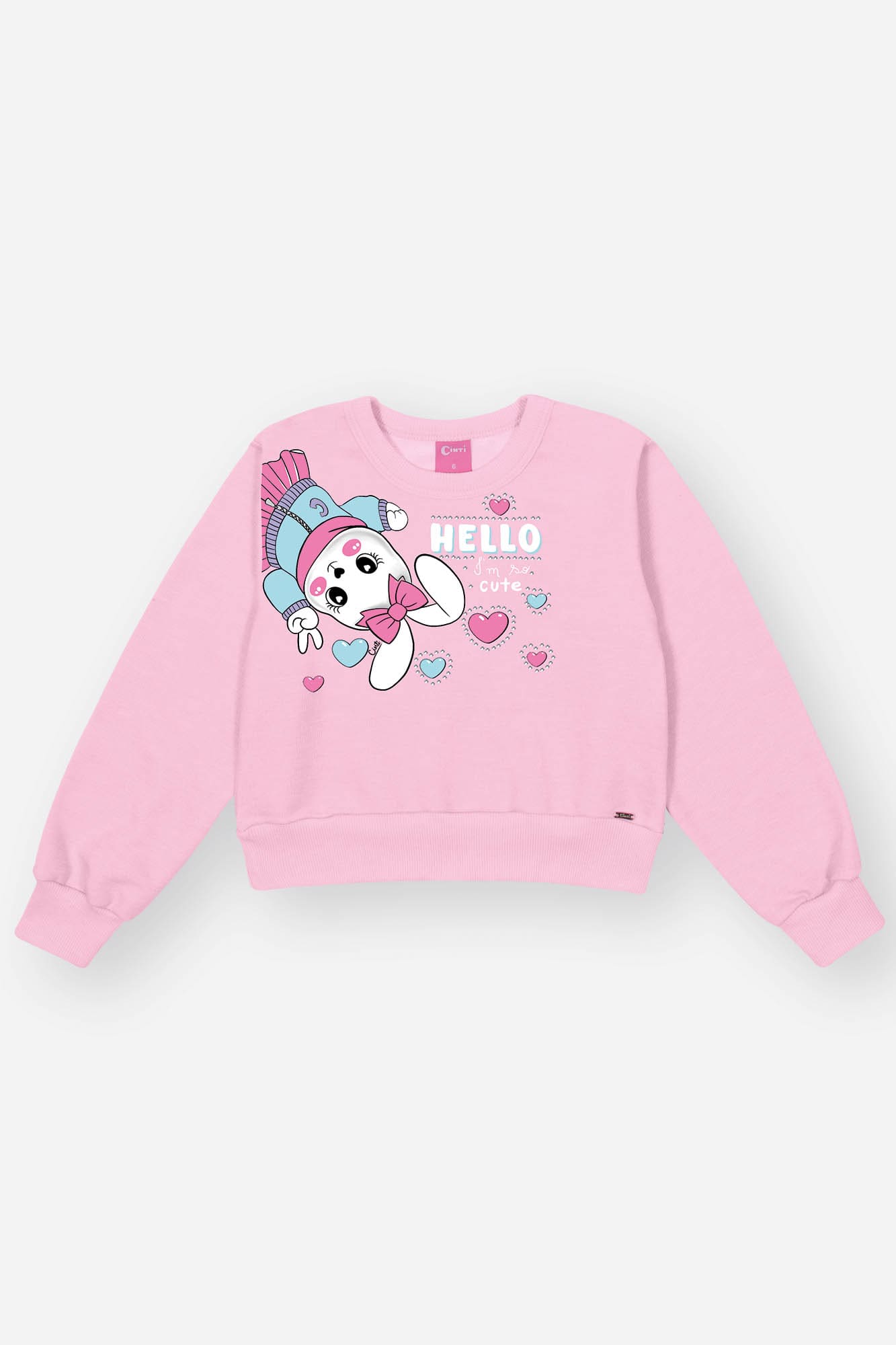 Conjunto Infantil Cinti Inverno com Calça e Casaco Rosa Coelhinha com Strass