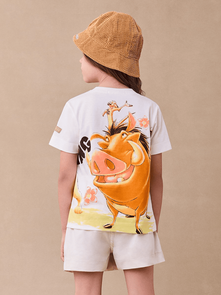Blusa Infantil Animê Verão Off White O Rei Leão Disney