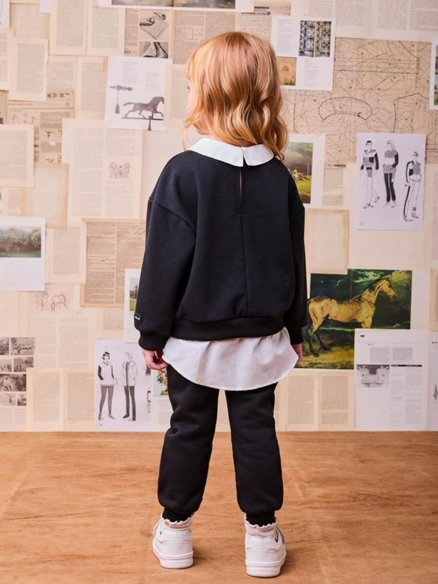 Conjunto Infantil Animê Inverno com Calça e Moletom com Flanela Preto Minnie e Mickey Disney