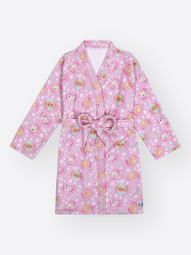 Roupão Infantil Cinti Inverno Rosa Bichinhos