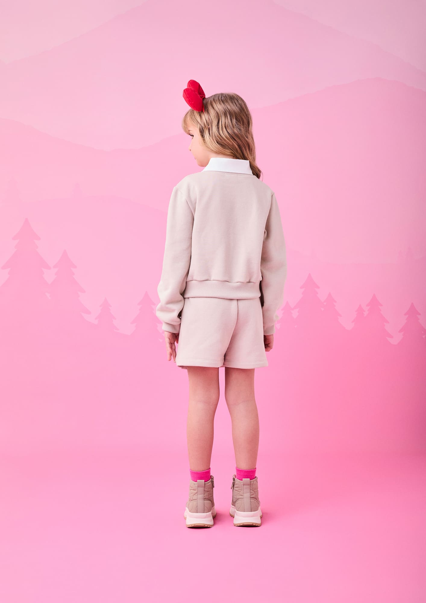 Conjunto Infantil Momi Inverno Short Saia e Casaco Bege Hello Kitty