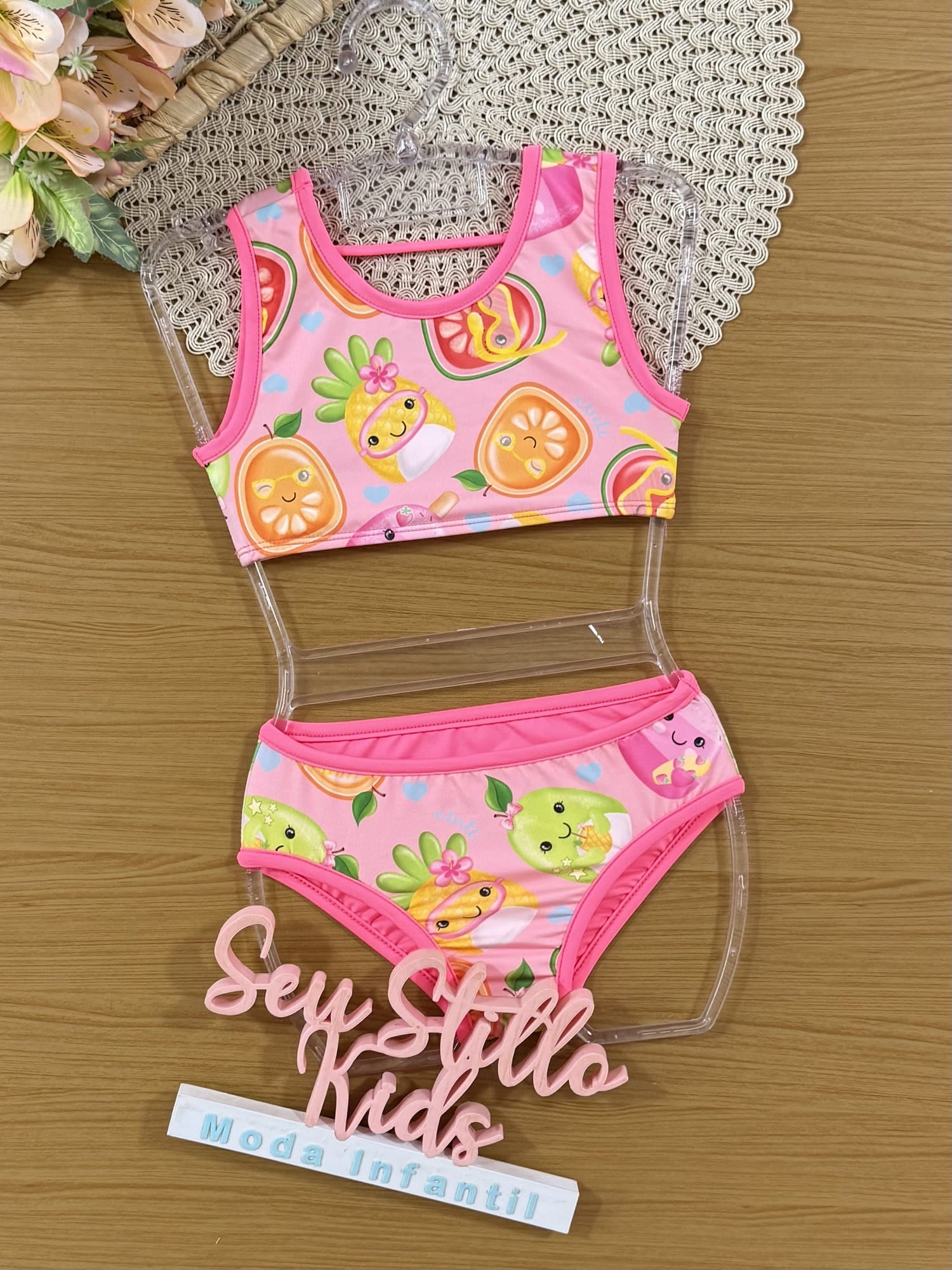 Biquíni Infantil Cinti Verão Rosa Frutinhas
