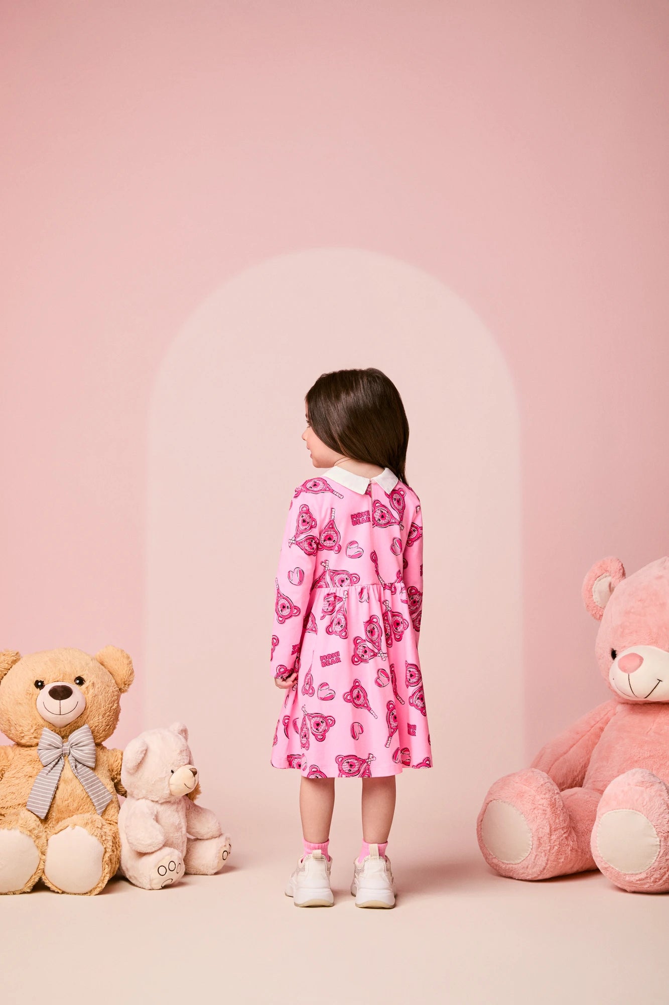 Vestido Infantil Momi Inverno Rosa Ursinhos Raquetes