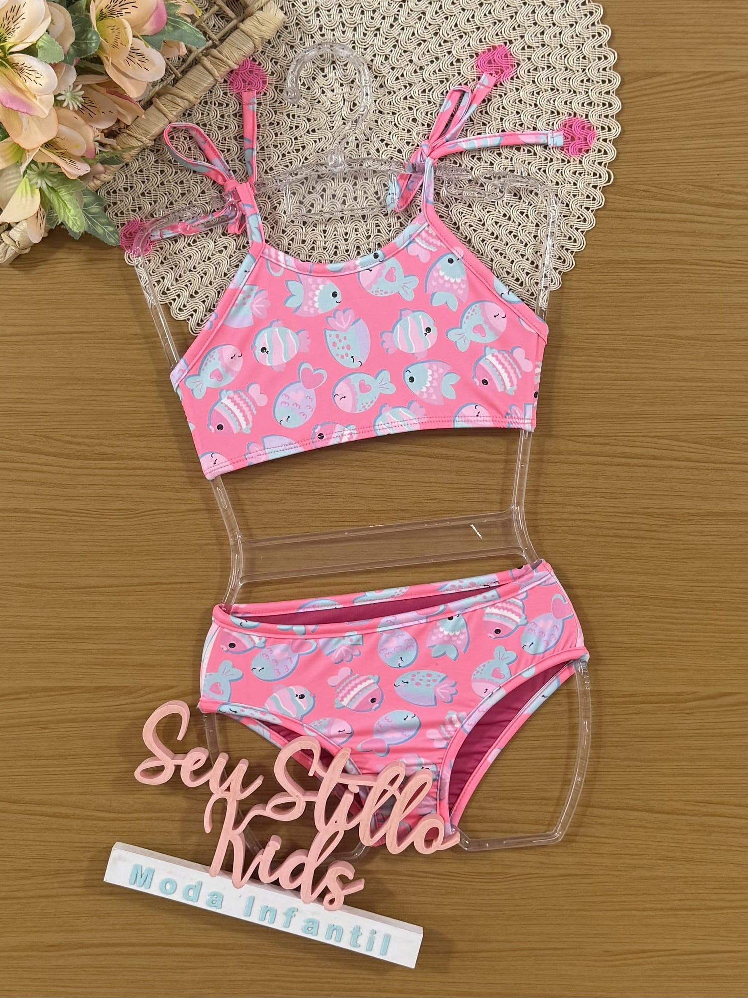 Biquíni Infantil Cinti Verão Rosa Peixinhos