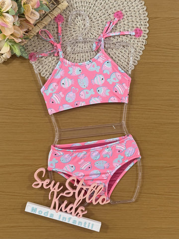 Biquíni Infantil Cinti Verão Rosa Peixinhos