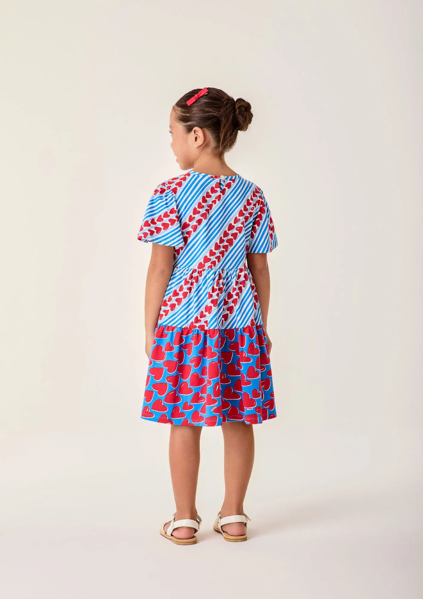 Vestido Infantil Bimbi Azul Corações