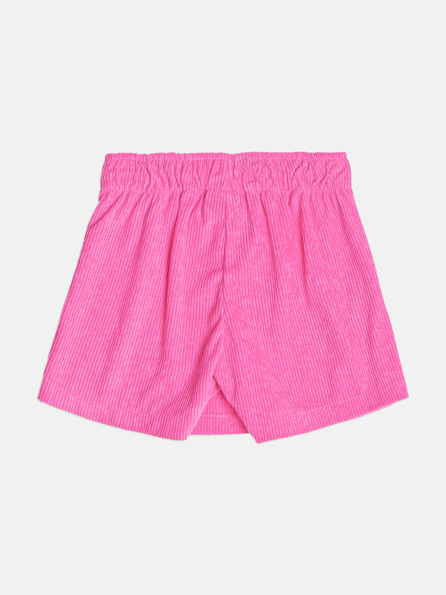 Conjunto Infantil Momi Inverno, Shorts Saia Rosa e Blusa Manga Curta Ursinha com Strass
