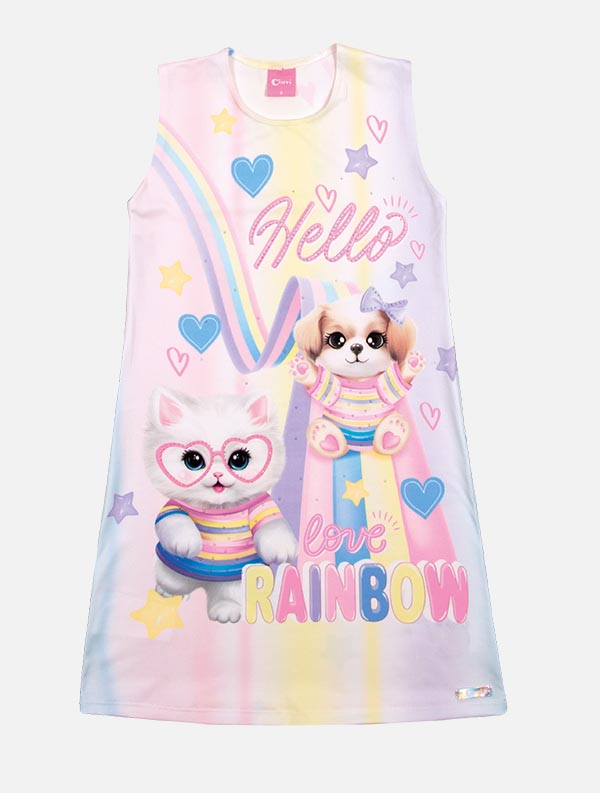 Vestido Infantil Cinti Verão Arco-íris