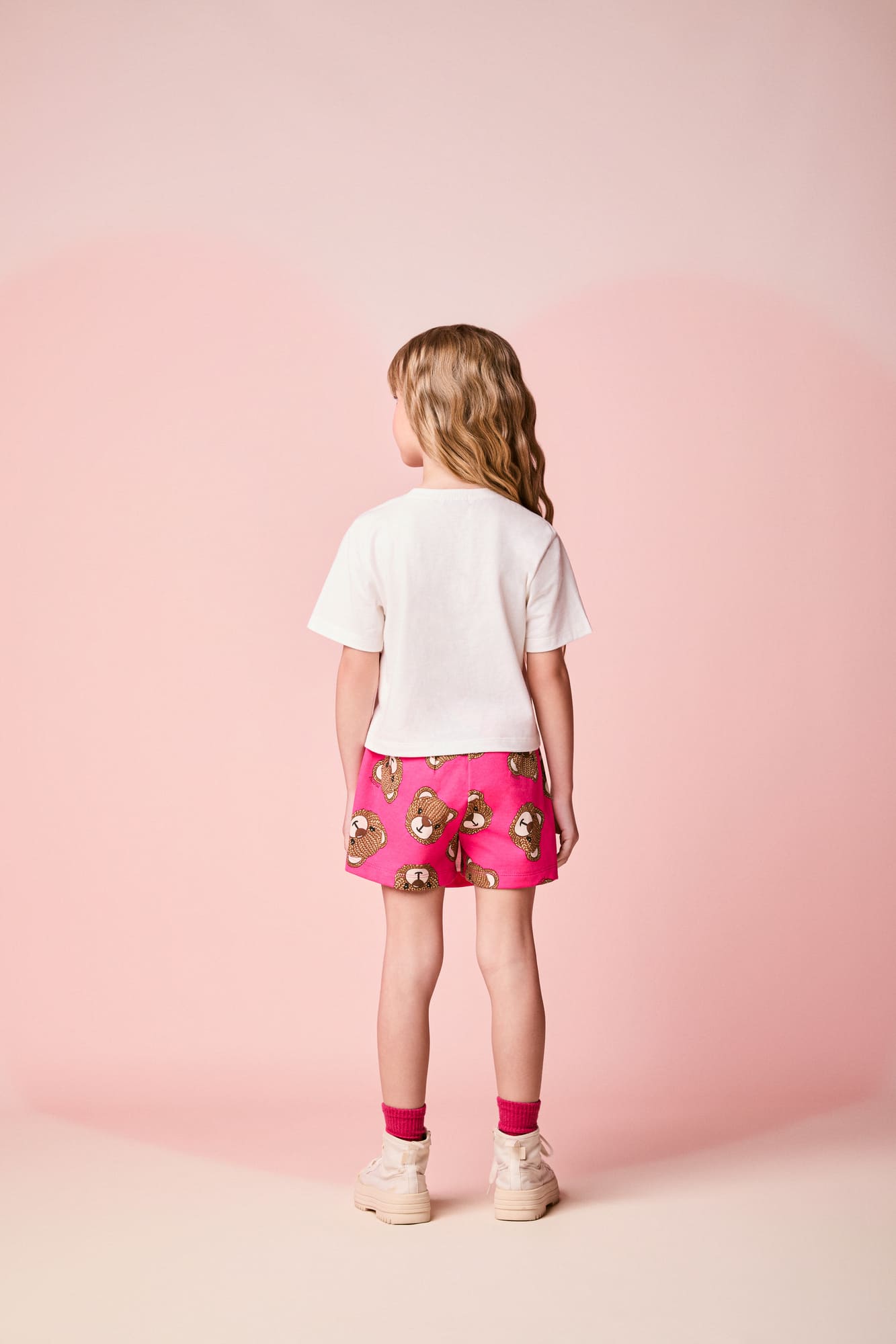 Conjunto Infantil Momi Inverno com Shorts Saia Rosa e Blusa Manga Curta Ursinha Bolsinha