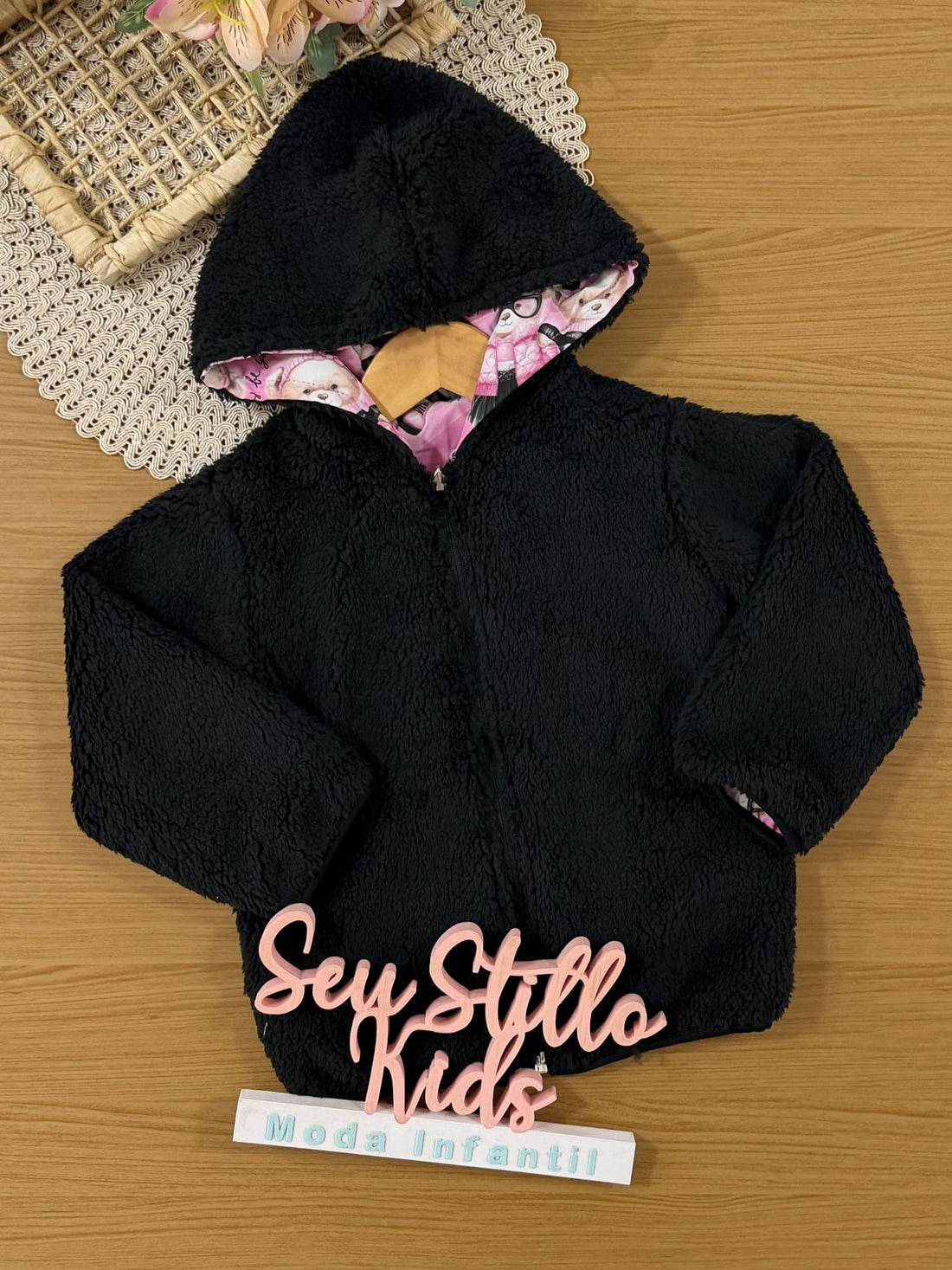 Jaqueta Infantil Cinti Inverno Dupla Face Ursinhas Cute