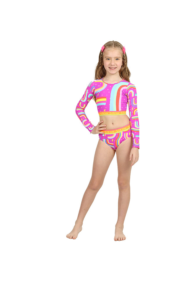 Biquíni Infantil Siri Kids com Cropped Manga Longa Eduarda Rainbow 39195