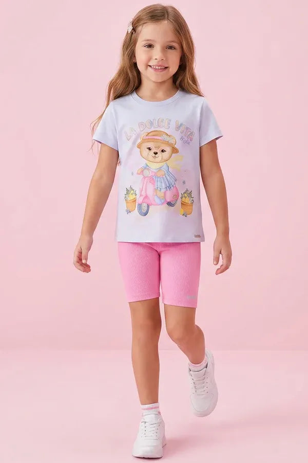 Shorts Ciclista Infantil Menina Kukiê Rosa