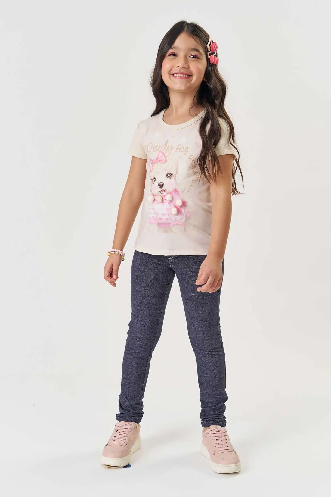 Calça Legging Infantil Kukie Azul Imita Jeans