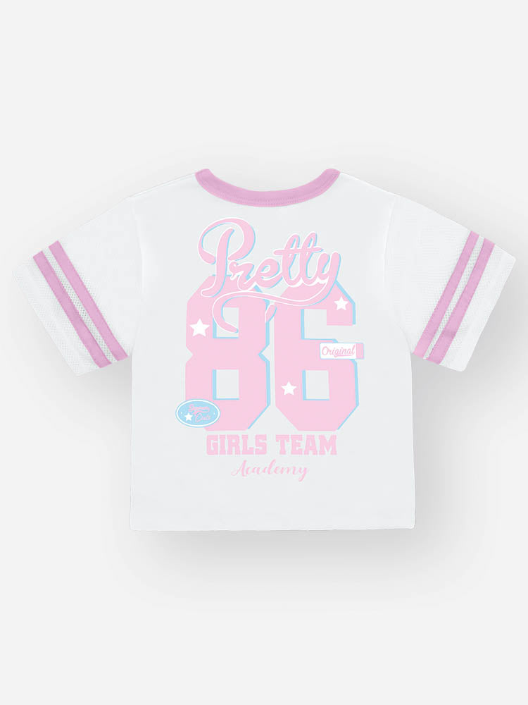 Conjunto Infantil Cinti Verão com Shorts Lilás e Blusa Branca Lider de Torcida Tennis Club