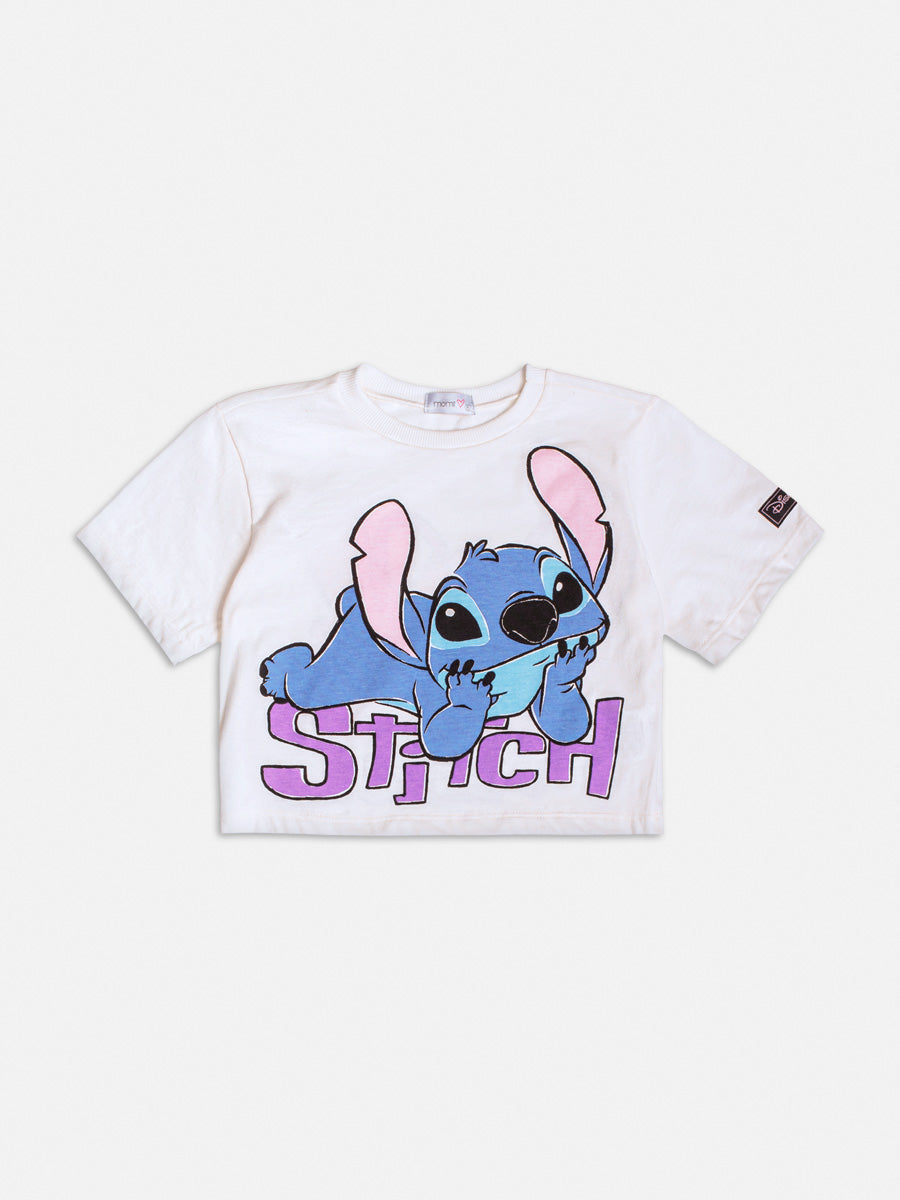 Blusa Infantil Momi Branca Stitch e Angel Disney