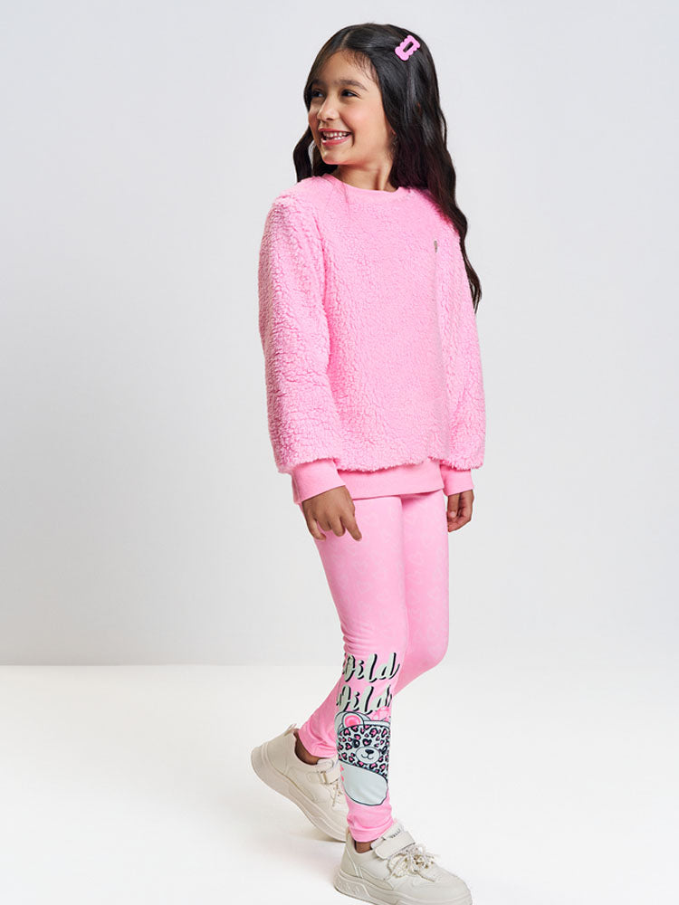 Casaco Infantil Cinti Inverno Rosa Peluciado