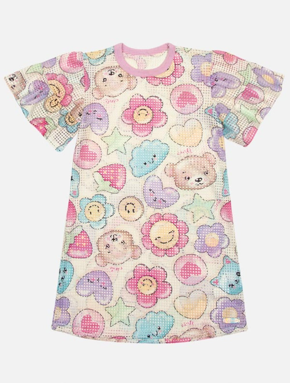 Vestido Infantil Cinti Verão Estampa Divertida Com Miçanga