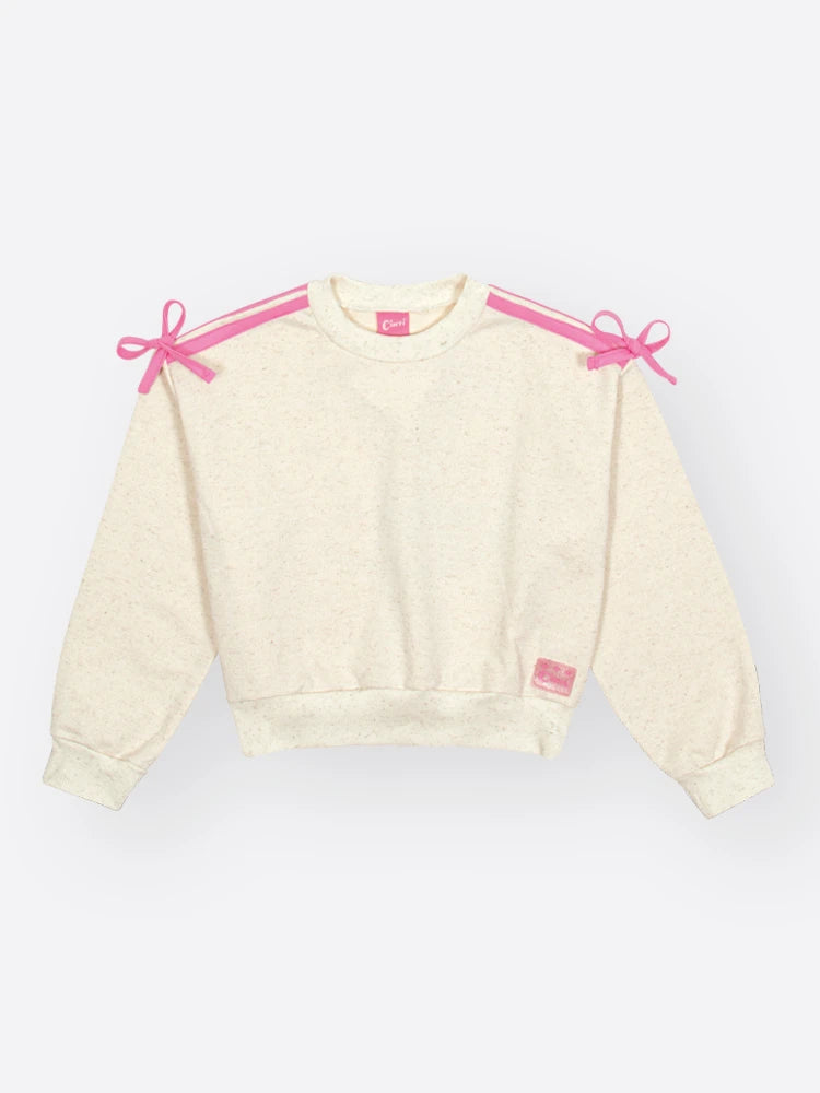 Conjunto Infantil Cinti Inverno com Shorts Saia e Moletom sem Flanela Off White Ursinha Enjoy
