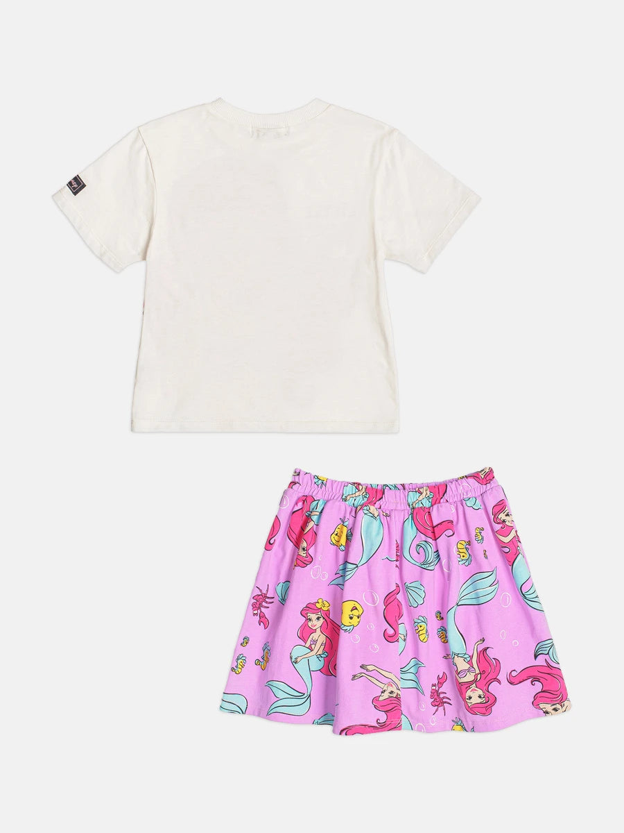 Conjunto Infantil Menina Bimbi com Saia Lilás e Blusa Ariel Disney