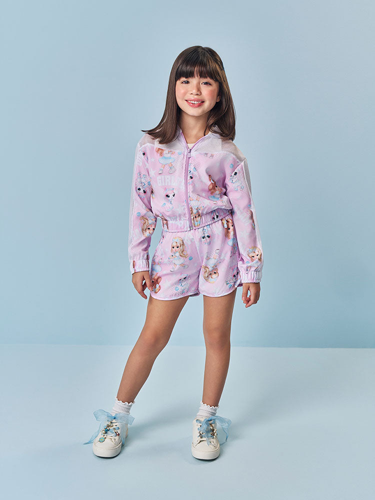 Conjunto Infantil Cinti Verão com Shorts e Jaqueta Rosa Menininha Tênista