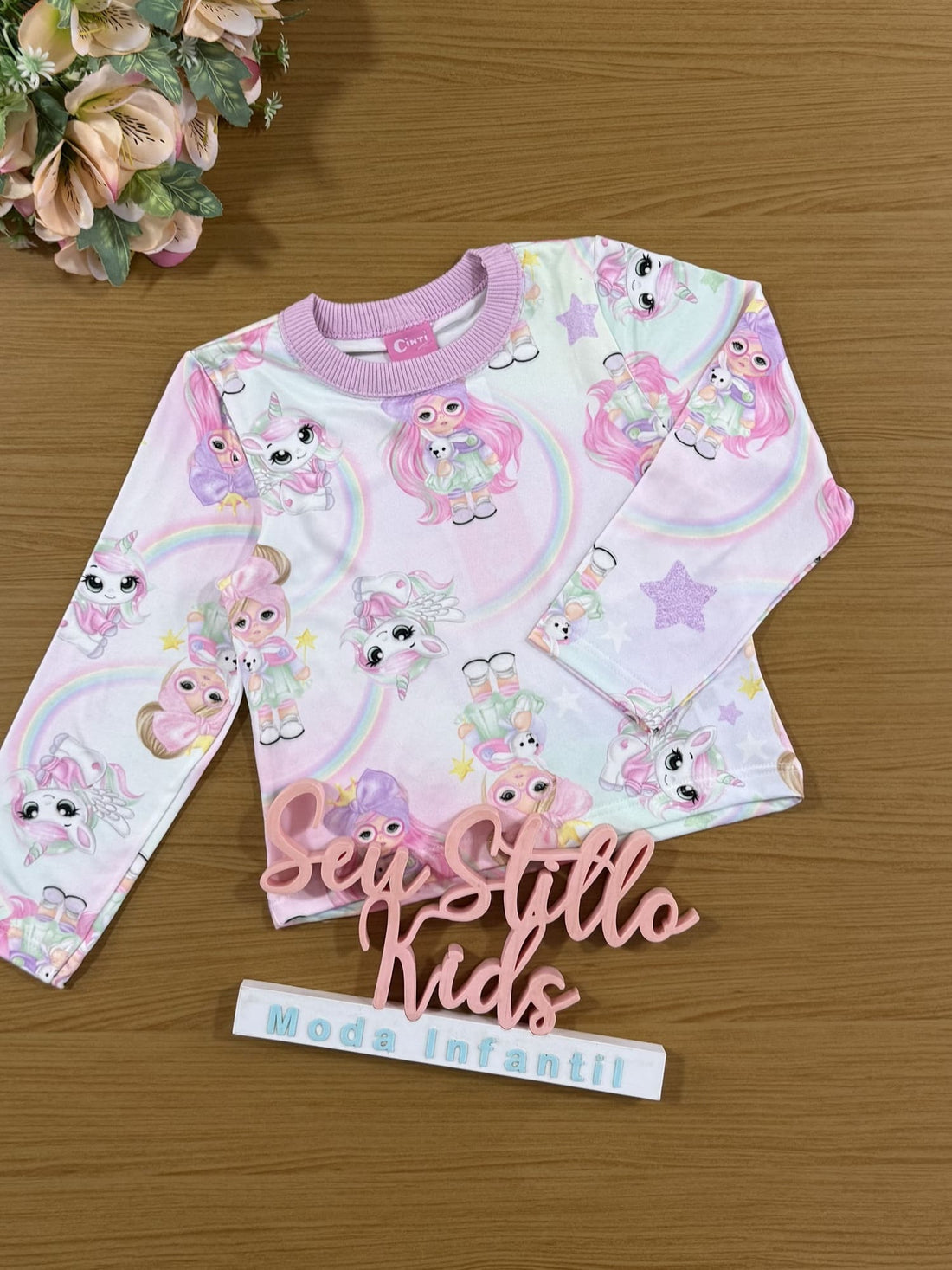 Pijama Infantil Cinti Inverno Calça e Blusa Unicórnio Brilhinho