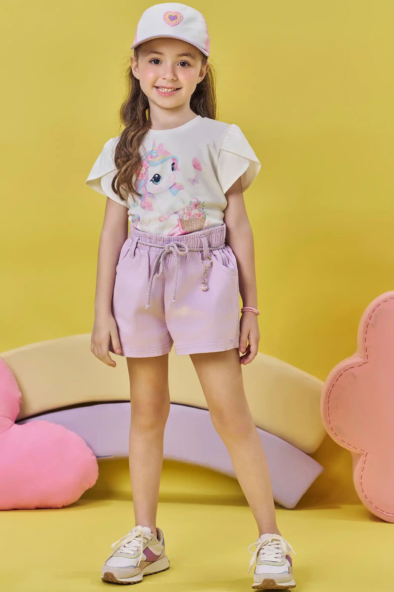 Boné Infantil Kukie Verão Bege Coração