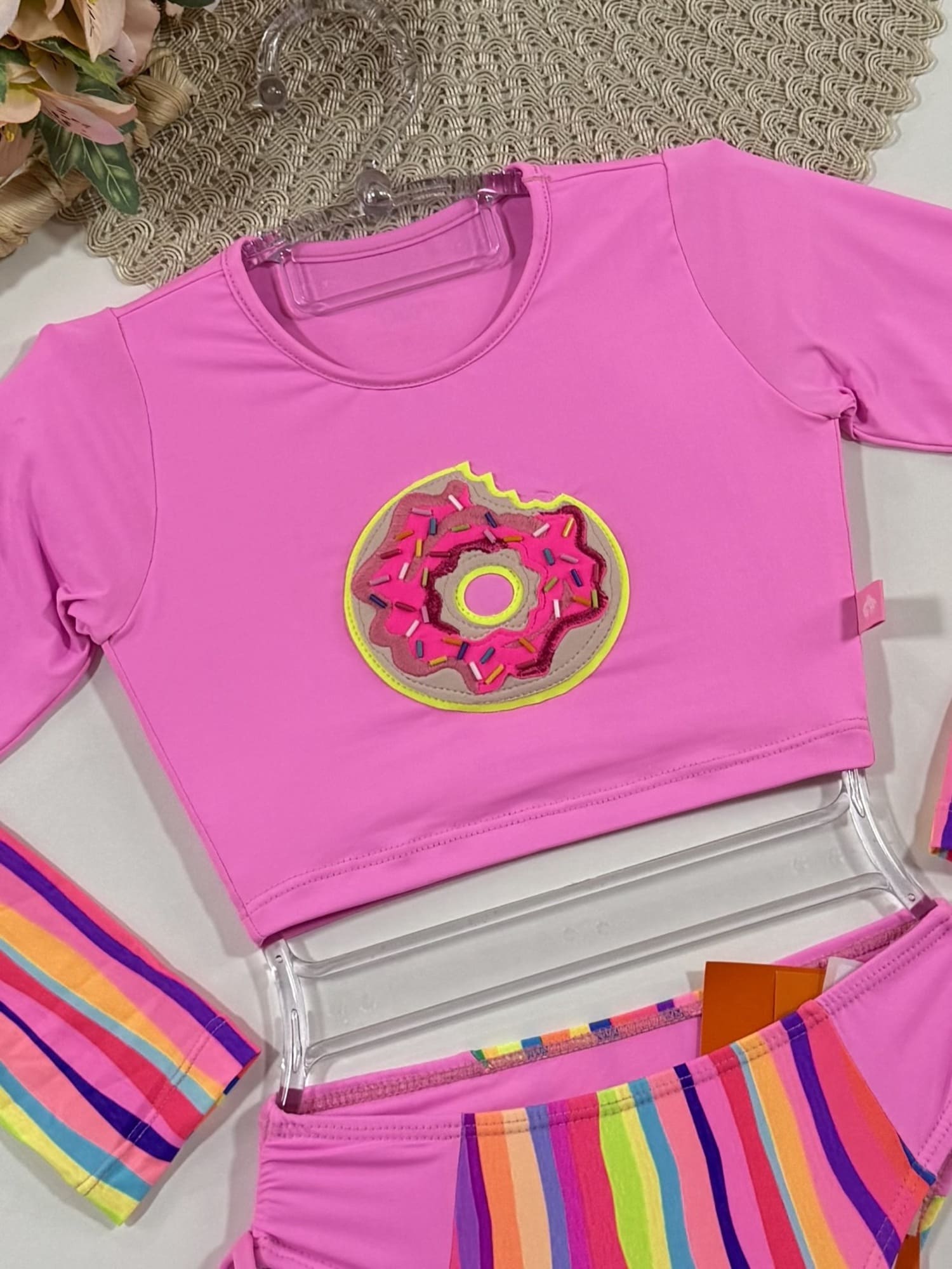 Biquini Infantil Siri Kids Com Cropped Manga Longa Gabi Donut 40275