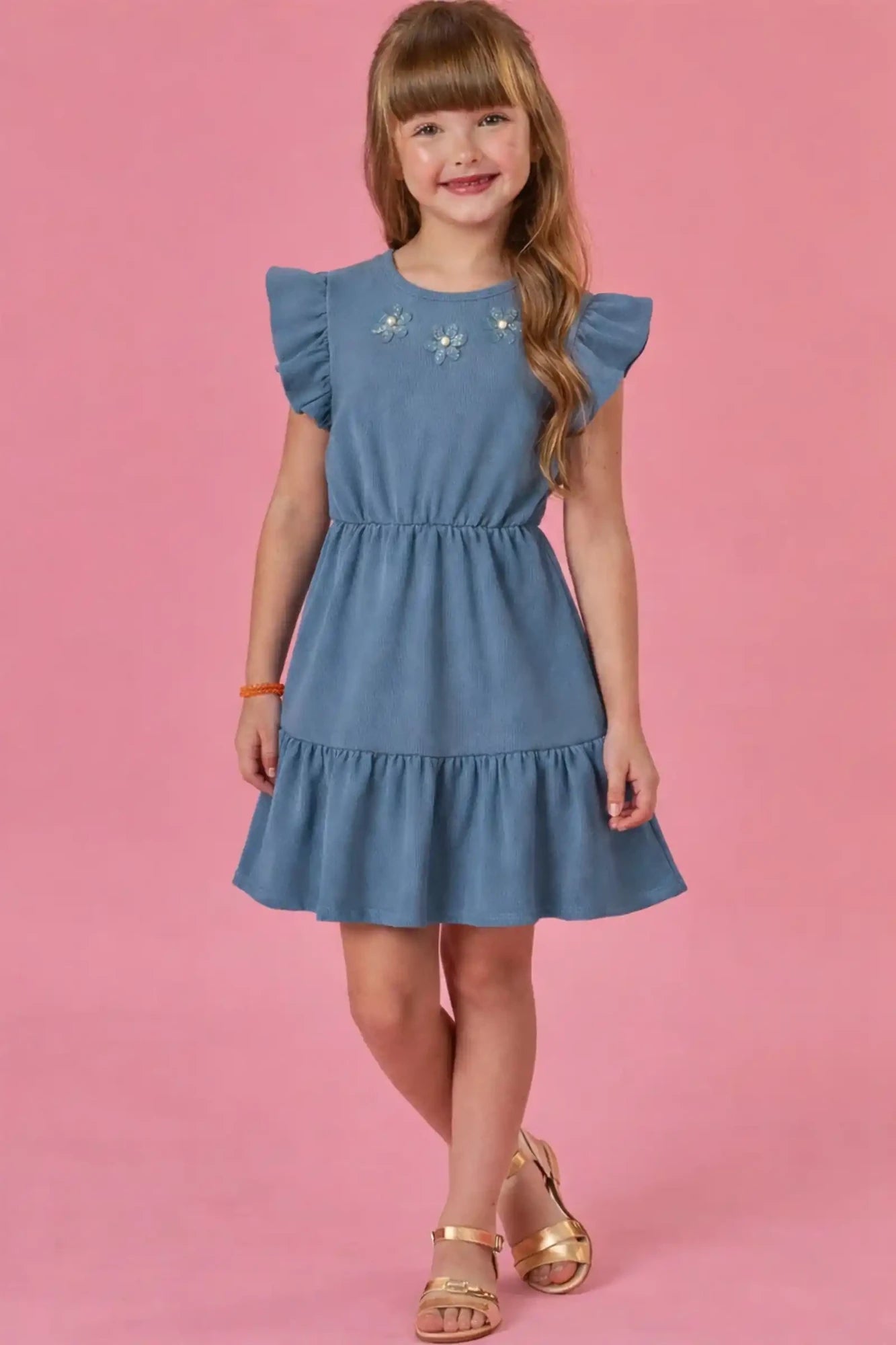 Vestido Infantil Kukiê Azul Florzinha