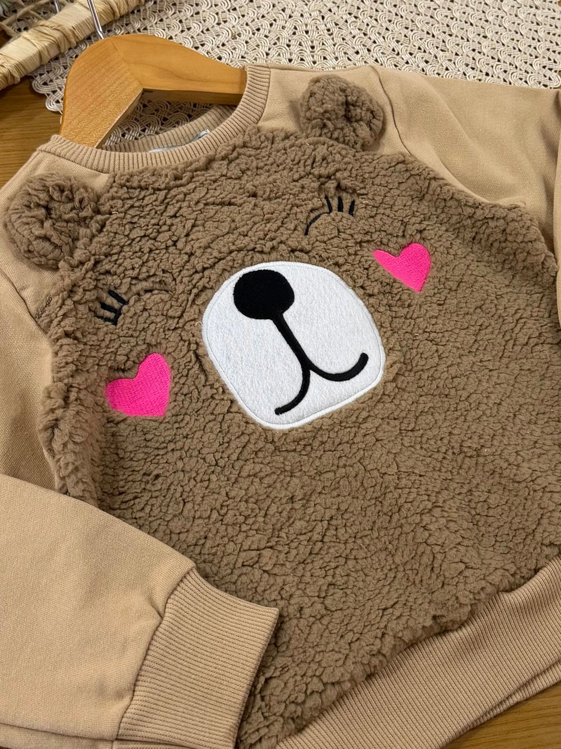Moletom Infantil Bimbi Inverno sem Flanela Marrom Ursinho